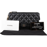 Chanel Quilted Caviar Leather Single Flap Zip Wallet Wristled Clutch