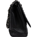 Chanel Quilted Caviar Leather Palladium Maxi Single Flap Crossbody Bag