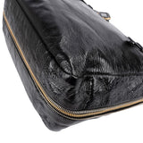 Prada Crinkled Vernice Naplak Leather Zip Around Tote Shoulder Bag