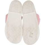 Chanel White Leather Striped Fabric Dad Slides Sandals (38)