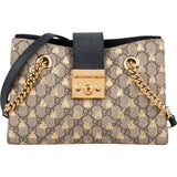 Gucci Monogram GG Supreme Canvas Padlock Bees Print Shoulder Bag