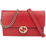 Gucci Grained Leather Interlocking GG Wallet On Chain Crossbody Bag