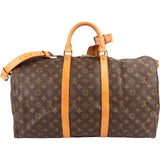 Louis Vuitton Monogram Canvas Keepall 50 Bandoulière Travel Bag