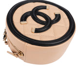 Chanel Quilted Caviar Leather CC Filigree Round Crossbody Bag