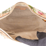 Gucci Leather and Canvas Flora Bamboo Handbag