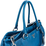 Prada Blue Vitello Daino Leather Tote Shoulder Bag