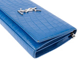 Saint Laurent Croc-Embossed Monogram Kate Wallet On Chain Crossbody Bag