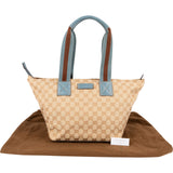 Gucci Monogram GG Canvas Blue Web Stripe Shopper Shoulder Bag