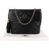 Chanel Quilted Lambskin CC Tassel Single Flap Crossbody Bag