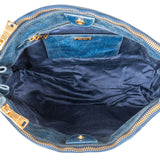 Miu Miu Blue Vitello Shine Leather Satchel Handbag
