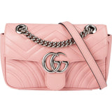 Gucci Pink Matelassé Leather GG Marmont Small Crossbody Bag