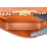 Celine Brown Calfskin Triomphe Claude Blanket Stitch Shoulder Bag