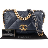Chanel 19 Quilted Navy Lambskin Single Flap Crossbody Bag