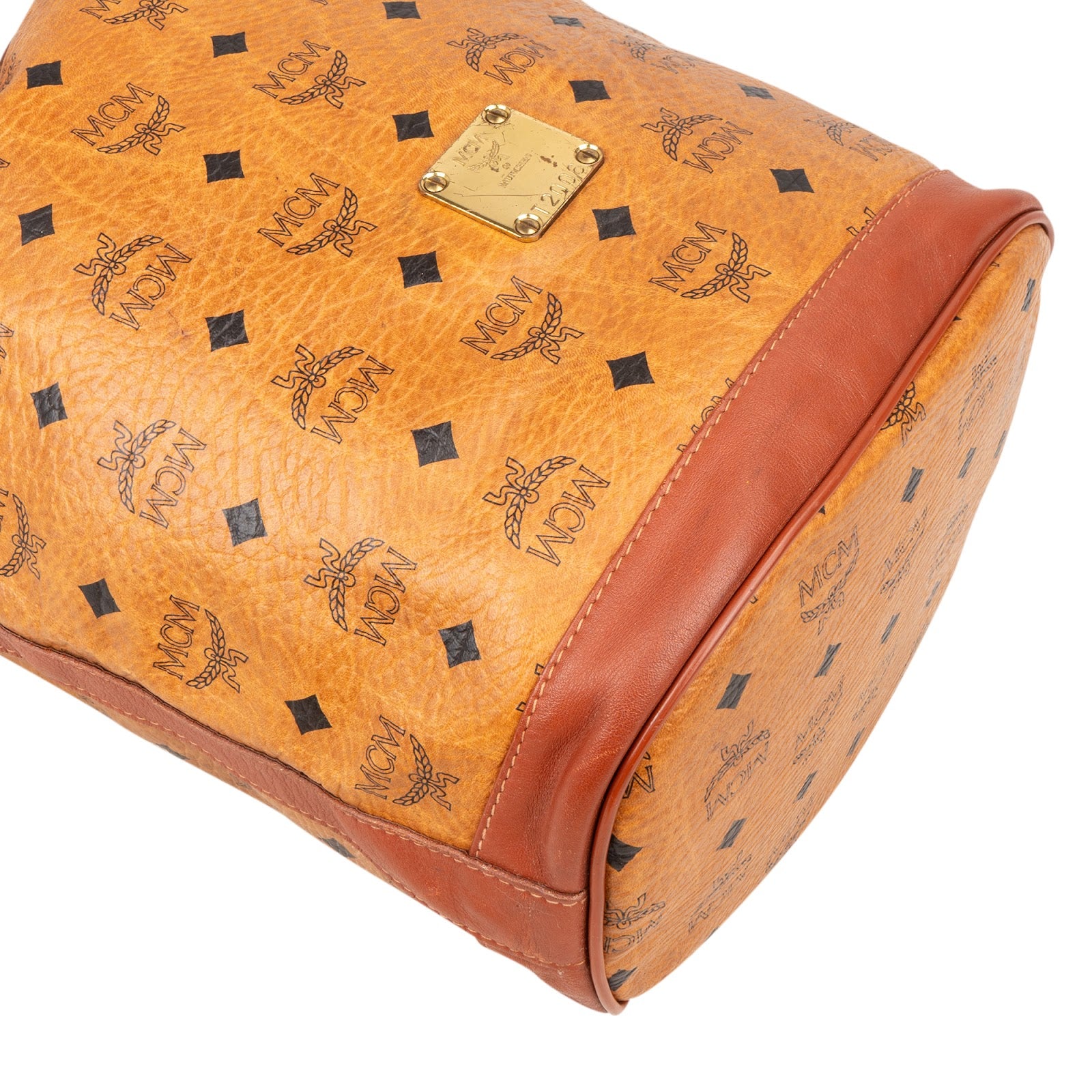 MCM Monogram Visetos Drawstring Bucket Crossbody Bag - vintageandkickz