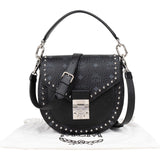 MCM Visetos Monogram Patricia Studded Saddle Crossbody Handbag