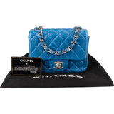 Chanel Quilted Lambskin Palladium Mini Square Single Flap Crossbody Bag