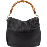 Gucci Black Leather Bamboo Top Handle Shoulder Bag