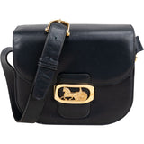 Celine Navy Boxcalf Leather Horse Carriage Triomphe Shoulder Bag