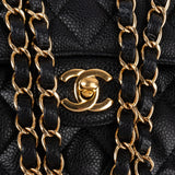 Chanel Quilted Caviar Leather Gold Small Double Flap Shoulder Bag