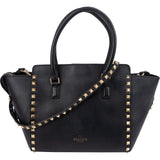 Valentino Black Calfskin Rockstud Small Tote Handbag