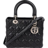 Christian Dior Black Quilted Lambskin Lady Dior Handbag