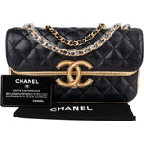 Chanel Quilted Lambskin and Metallic Leather Double Flap Crossbody Bag