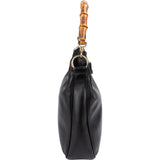 Gucci Black Leather Bamboo Top Handle Shoulder Bag