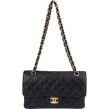 Chanel Quilted Caviar Leather Gold Small Double Flap Shoulder Bag