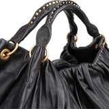 Miu Miu Nappa Leather Studded Hobo Handbag