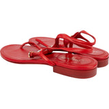 Chanel Red Lambskin Crystal CC Woven Thong Sandals (38)