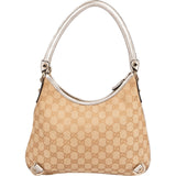 Gucci Monogram GG Canvas Metallic Leather Abbey D-Ring Shoulder Bag