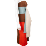 Fendi Brown Wool Multicolor Block Details Sleeveless Dress (IT44)