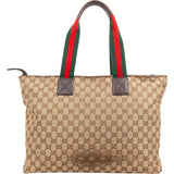 Gucci Monogram GG Canvas Web Stripe Tote Shoulder Bag