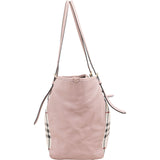Burberry Haymarket Check Leather Canter Tote Shoulder Bag
