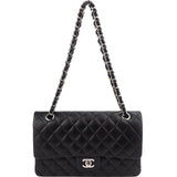 Chanel Quilted Lambskin Palladium Medium Double Flap Shoulder Bag
