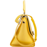 Celine Yellow Grained Leather Trapeze Handbag