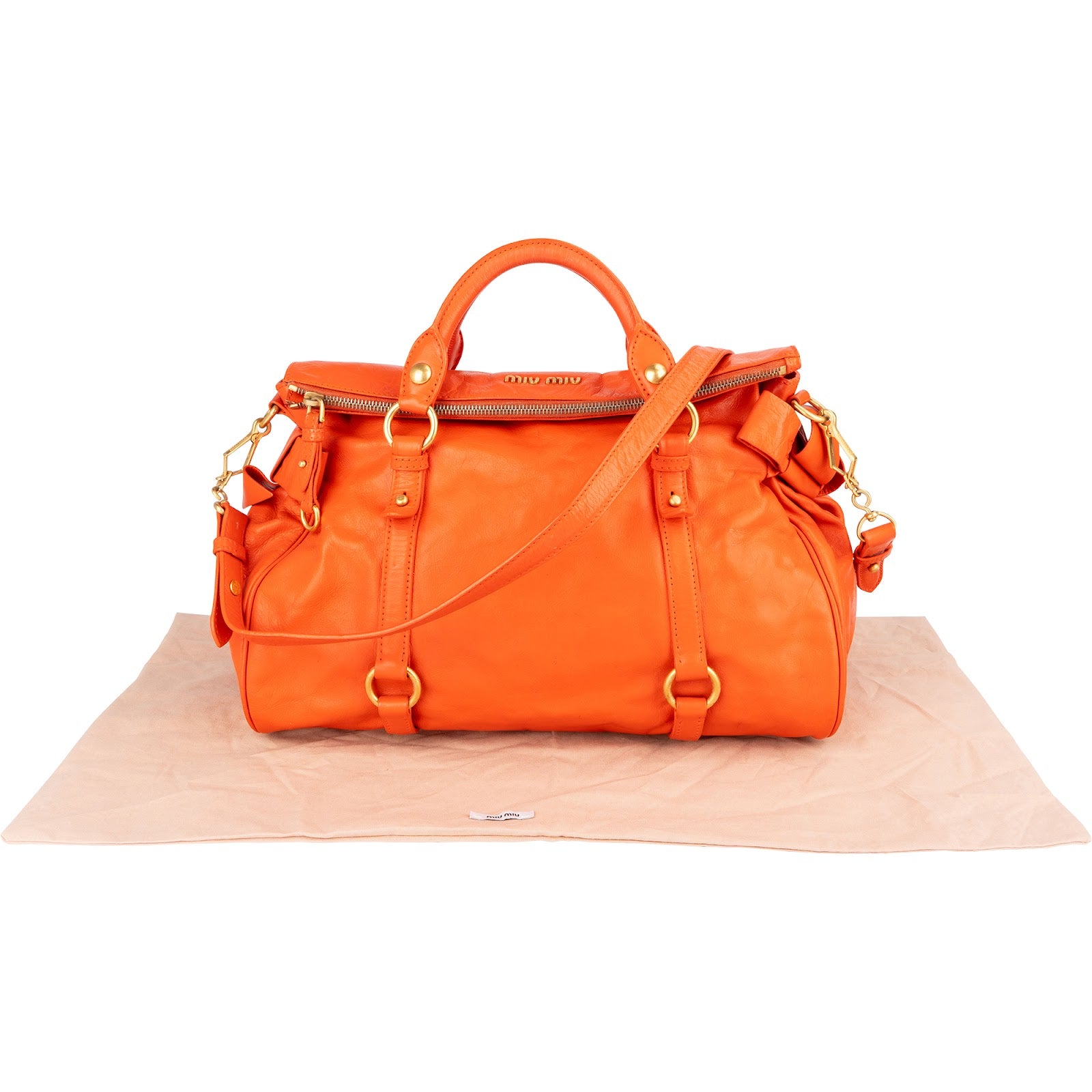 Miu Miu Vitello Lux Leather City Handbag - vintageandkickz