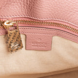 Gucci Pink Pebbled Leather Bamboo Top Handle Handbag