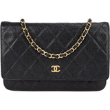 Chanel Quilted Caviar Palladium Wallet On Chain Crossbody Bag