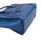 Céline Blue Drummed Calfskin Micro Luggage Handbag