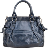 Miu Miu Blue Vitello Lux Leather Bow Handbag