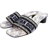 Christian Dior Multicolor Leather Dway Heeled Slide Sandals (37)