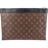 Louis Vuitto Monogram Macassar Pochette Voyage Laptop Clutch