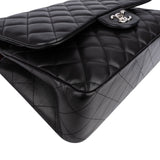 Chanel Quilted Lambskin Palladium Jumbo Double Flap Crossbody Bag