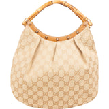 Gucci Monogram GG Canvas Bamboo Handle Handbag