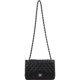 Chanel Quilted Caviar Leather Palladium Jumbo Double Flap Crossbody Bag