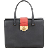 Prada Multicolor Saffiano Leather Bicolor Top Handle Handbag