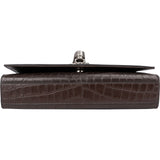 Saint Laurent Croc-Embossed Leather Kate Tassel Chain Crossbody Bag