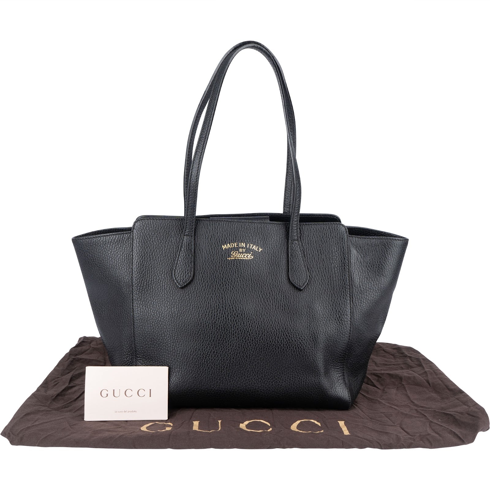 [🔄️B23 / F20] Gucci Grained Leather Swing Tote Crossbody Bag - vintageandkickz