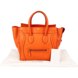 Céline Orange Grained Leather Luggage Handbag